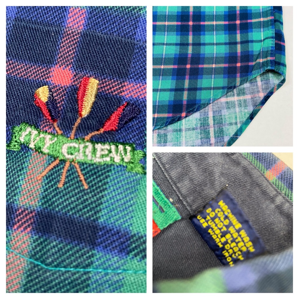 Vintage Ivy Crew Shirt Preppy Plaid Button Down Shirt Green - Picture 7 of 12